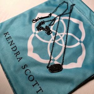 Kendra Scott Elisa Pendant Necklace In Black Drusy